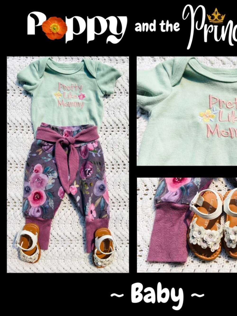 "Pretty Like Mommy" Outfit - (3-6M) - Like New - By Poppy & Princess
